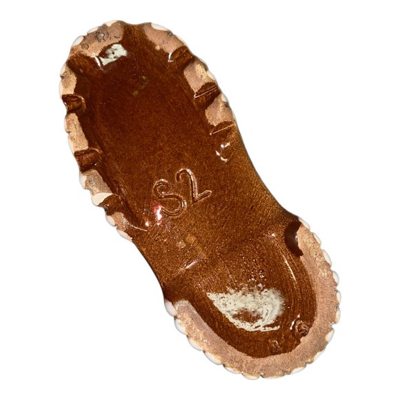 Brown Ceramic Baby Shoe Boot With Yellow Flowers Attached Planter - Picture 5 of 5